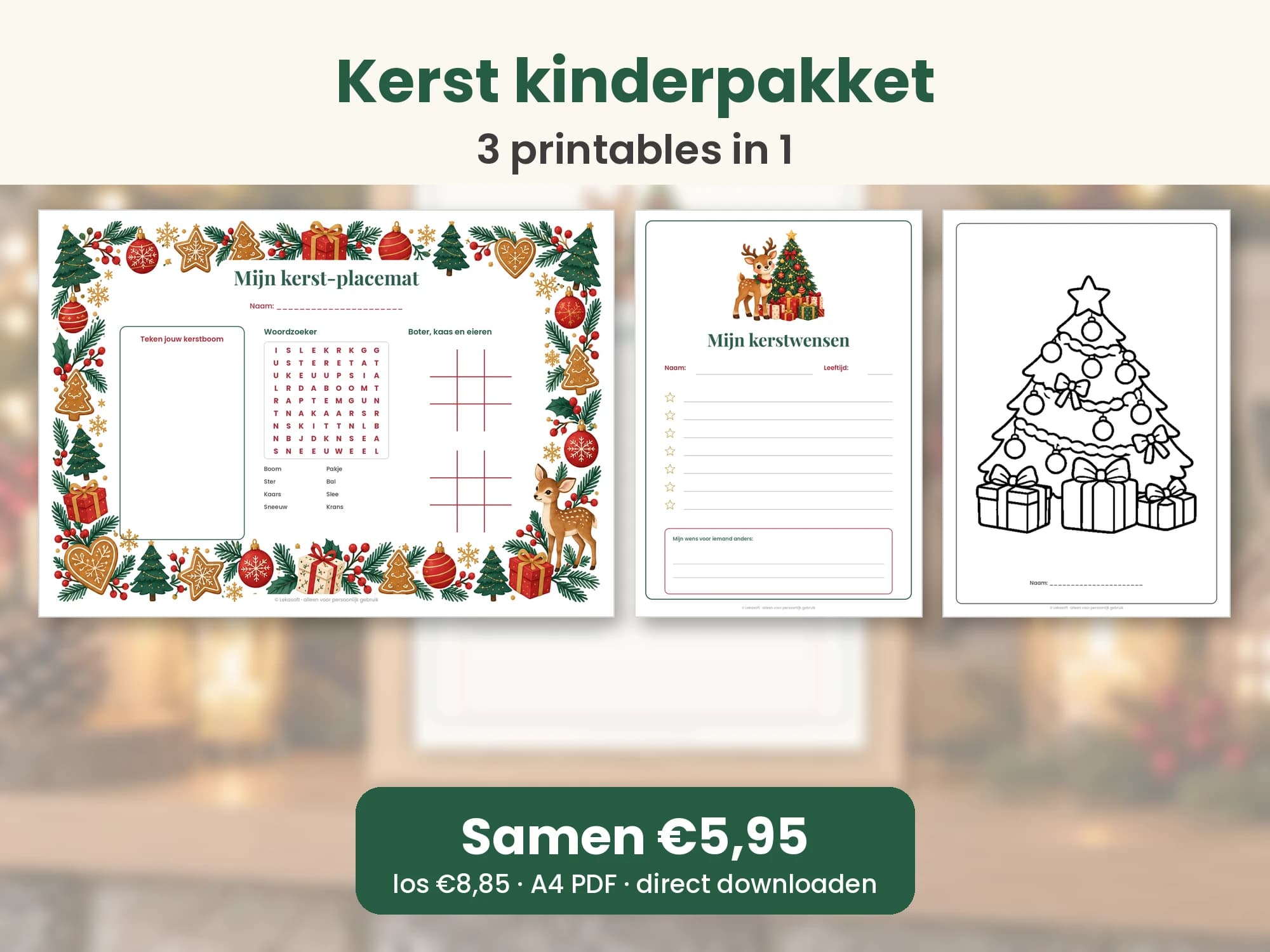 Kerst kinderpakket printable