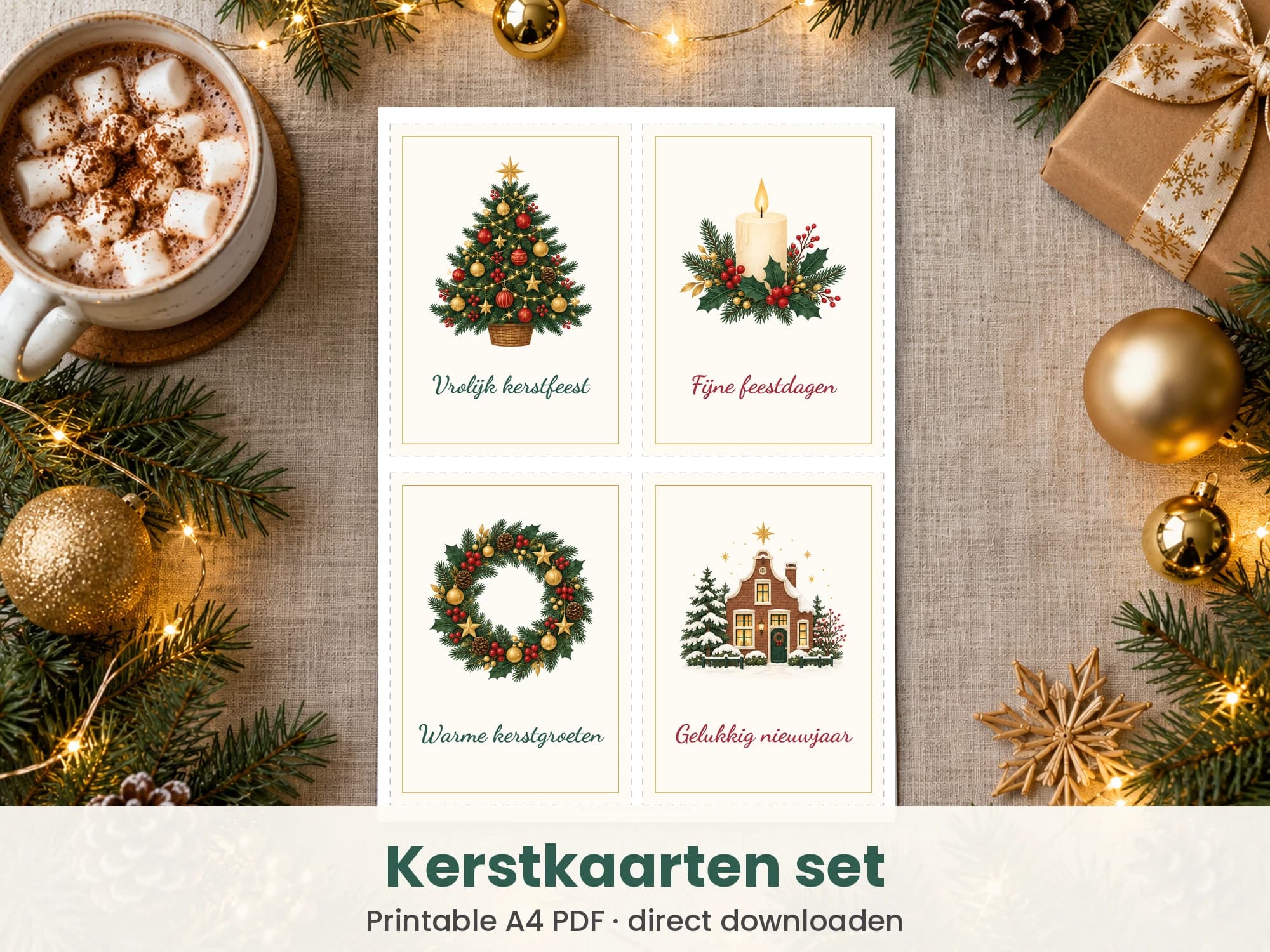 Kerstkaarten printen set
