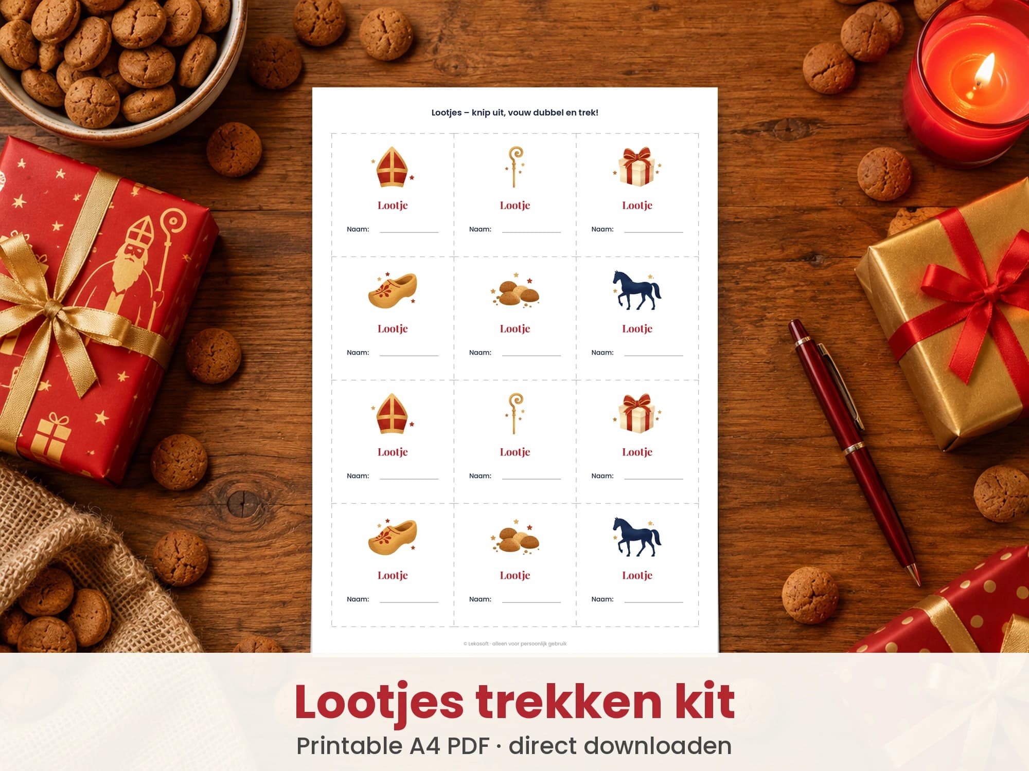 Lootjes trekken Sinterklaas printable