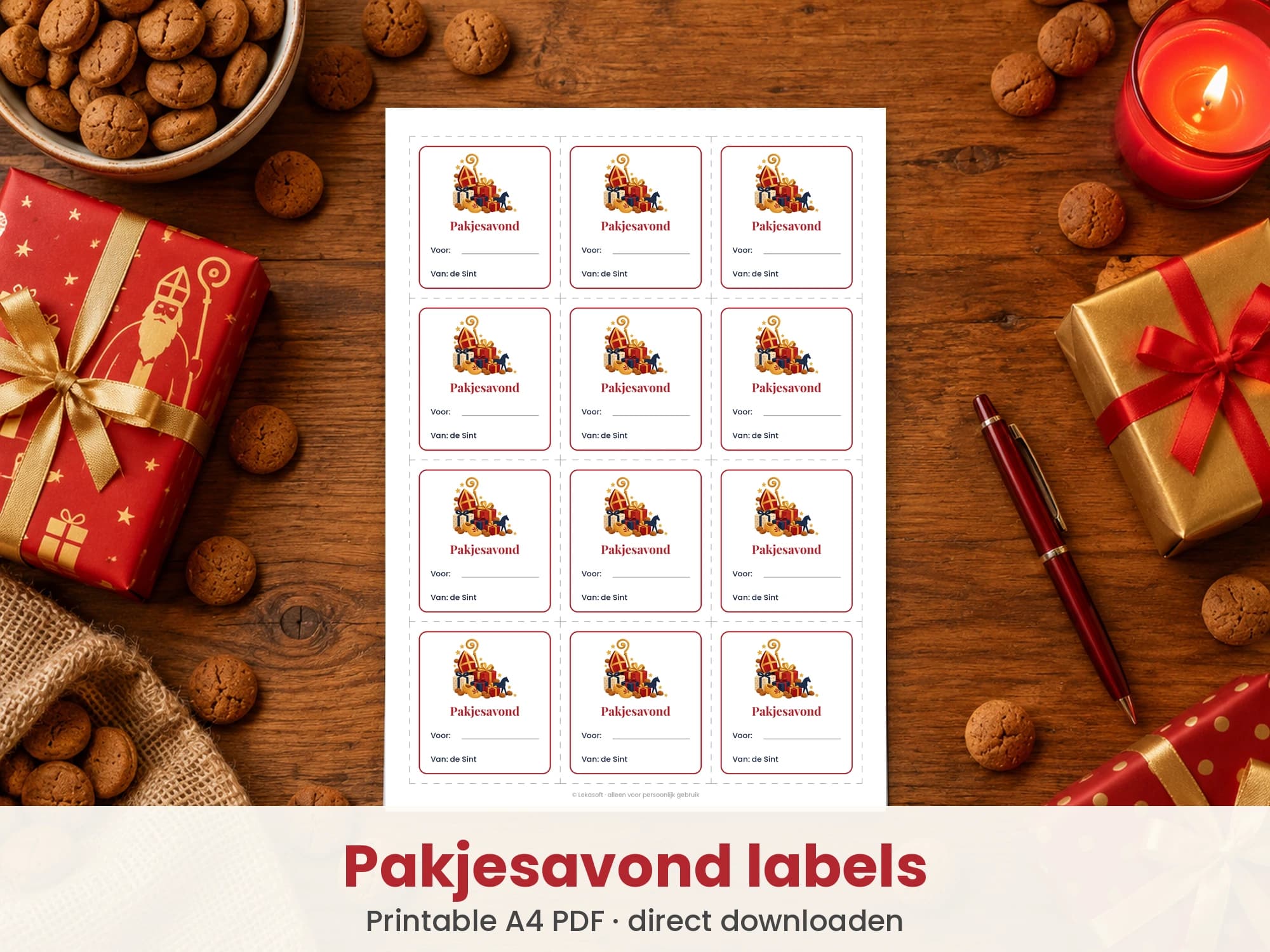 Pakjesavond cadeaulabels printable