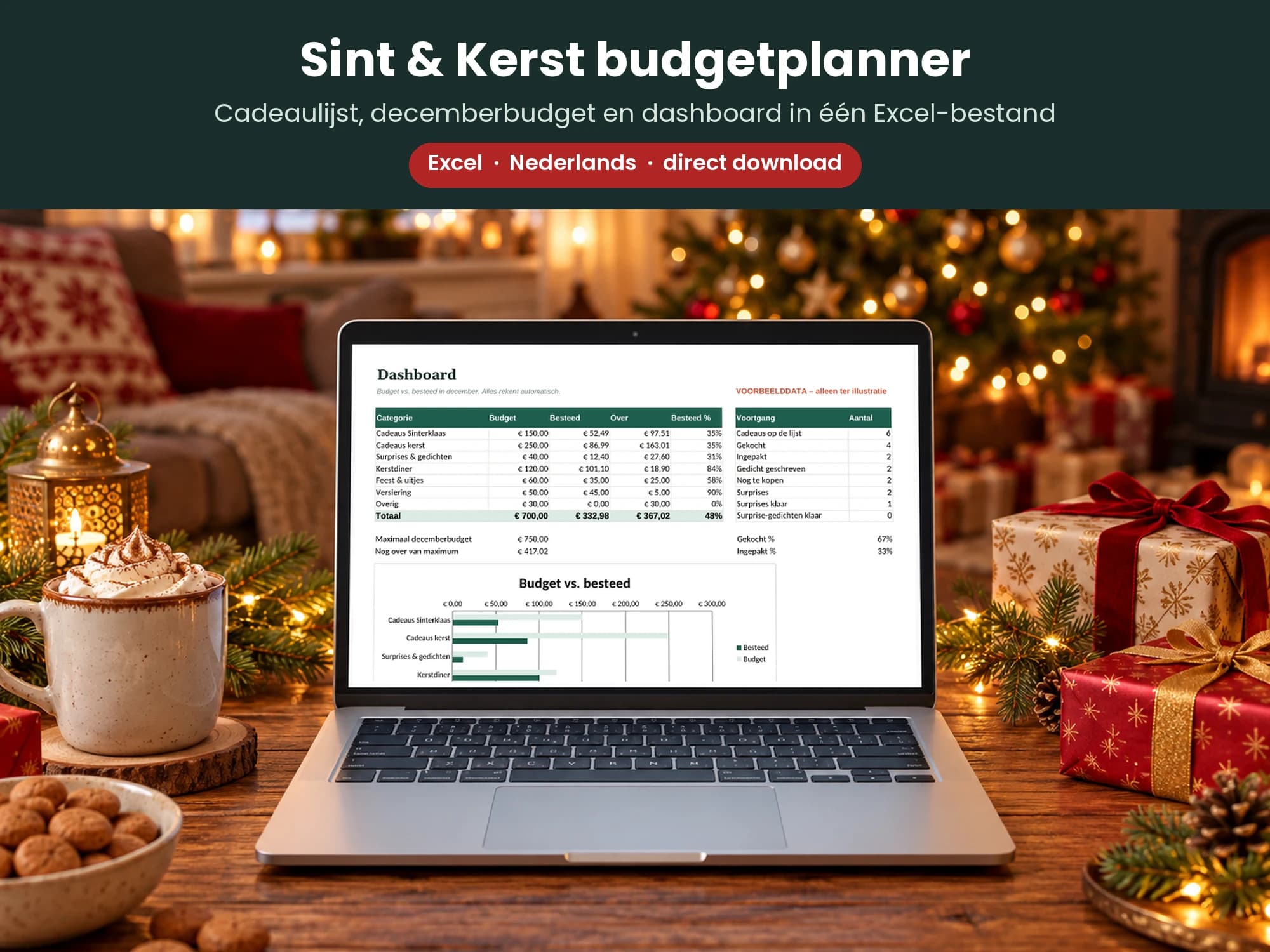 Sinterklaas en kerst budget planner Excel